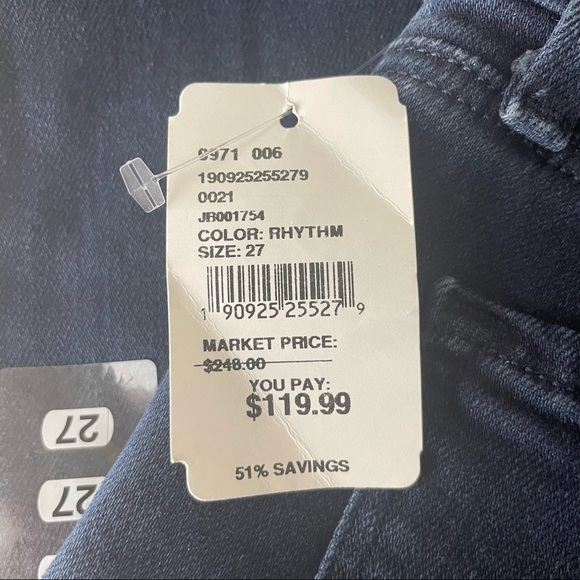 JBRAND NWT SKINNY DARK WASH BLUE JEANS WITH ZIPPER HEM 27 - Picture 4 of 8